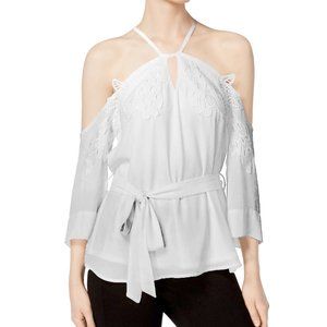 Bar III Women's Munich Lace Shoulder Blouse Size XXL